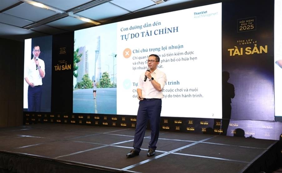 Ông Trần Vinh Quang, Tổng Giám đốc Công ty Quản lý Quỹ Thiên Việt (TVAM) chia sẻ tại Hội nghị Đầu tư 2025: Tích lũy và Quản lý tài sản